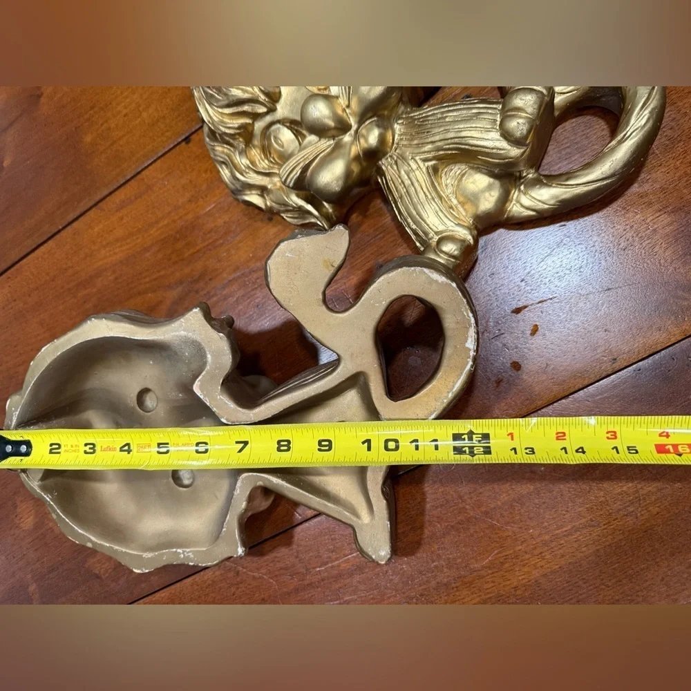 Vintage 1970 Universal Statuary Corp Gold Lion Wall Plaques
